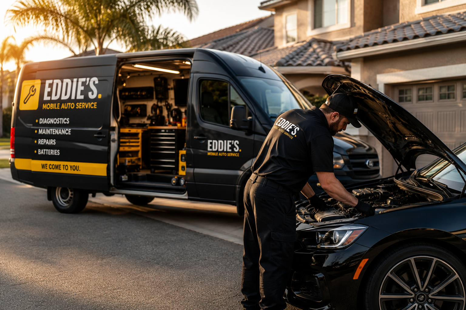 Eddie, owner-operator working on a car